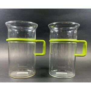 BODUM Tall Glass Mugs 12 oz Tea/Coffee Cups Set of 2 Green Handle Pickard